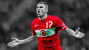 men's red and white Nike 17 jersey shirt, Turkey HD wallpaper