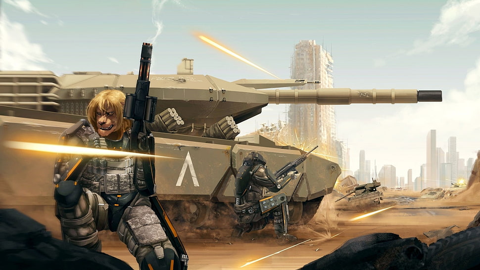 soldier game wallpaper, tank, gun HD wallpaper