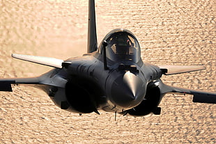 black and gray jet, Dassault Rafale, French Air Force, jet fighter, sea