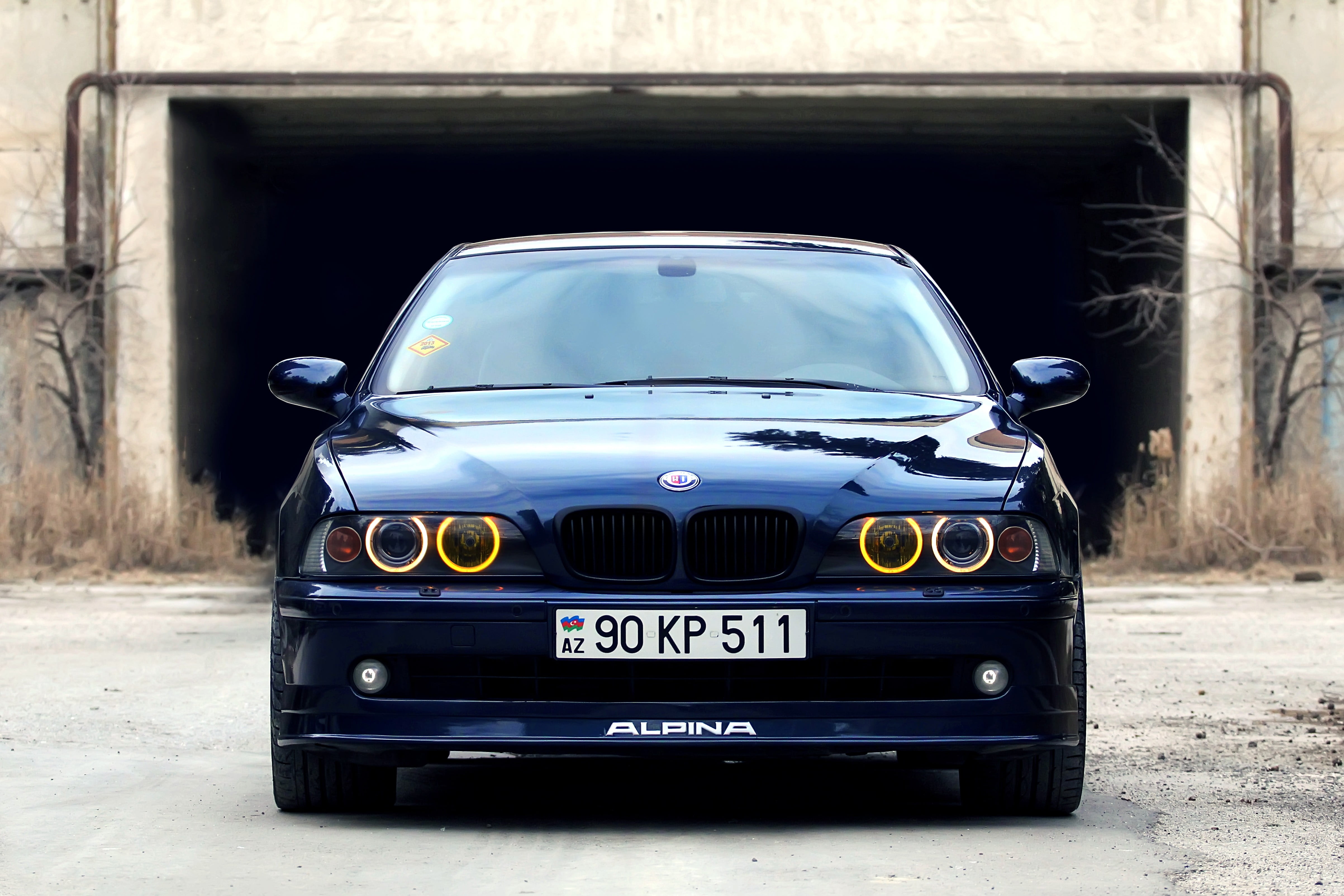 blue BMW car, BMW, E 39, car