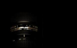 black camera lens, camera, lens, black background, dark HD wallpaper