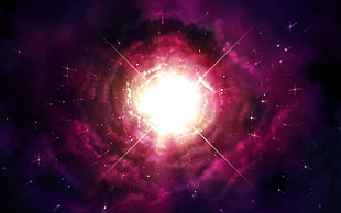 pink, black and white illustration of explosion