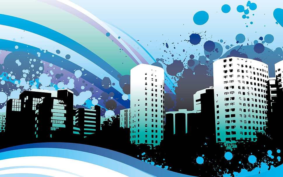Rainbow,  Building,  Paint HD wallpaper