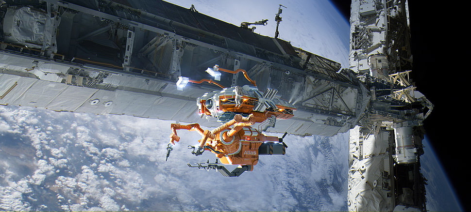 orange and white space machine digital wallpaper, space, spaceship, Earth, NASA HD wallpaper