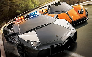 gray and black car poster, car, Need for Speed, Need for Speed: Hot Pursuit