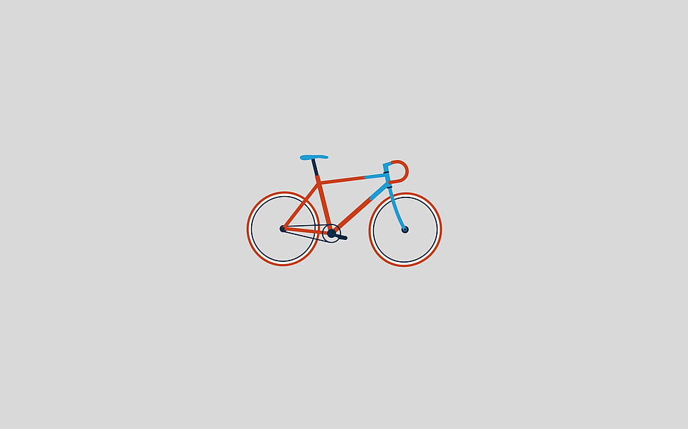 red and blue bicycle illustration HD wallpaper