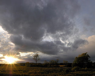 photograph of nimbus clouds during sunrise