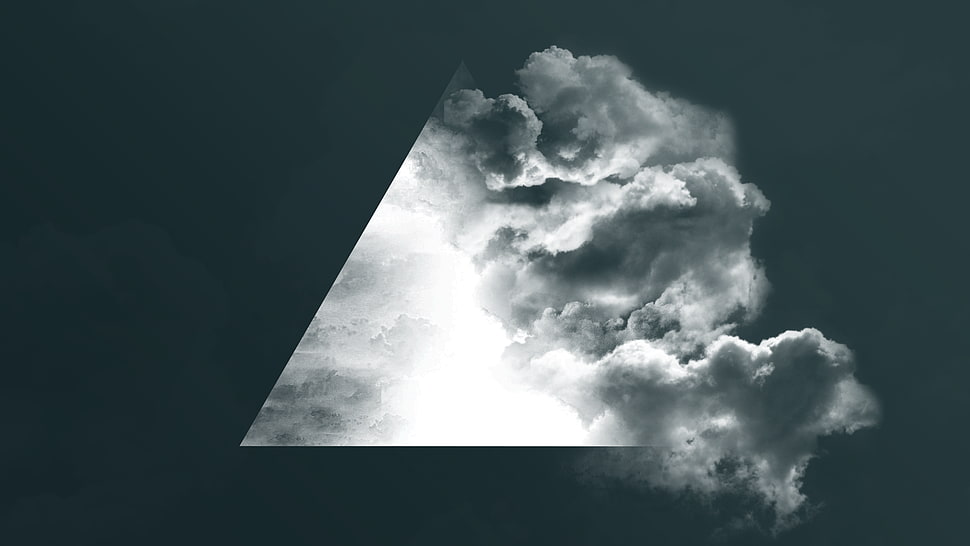 smoke and triangle, triangle, clouds, Moon, lights HD wallpaper