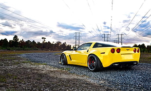 yellow Ford Mustang coupe, car, yellow cars