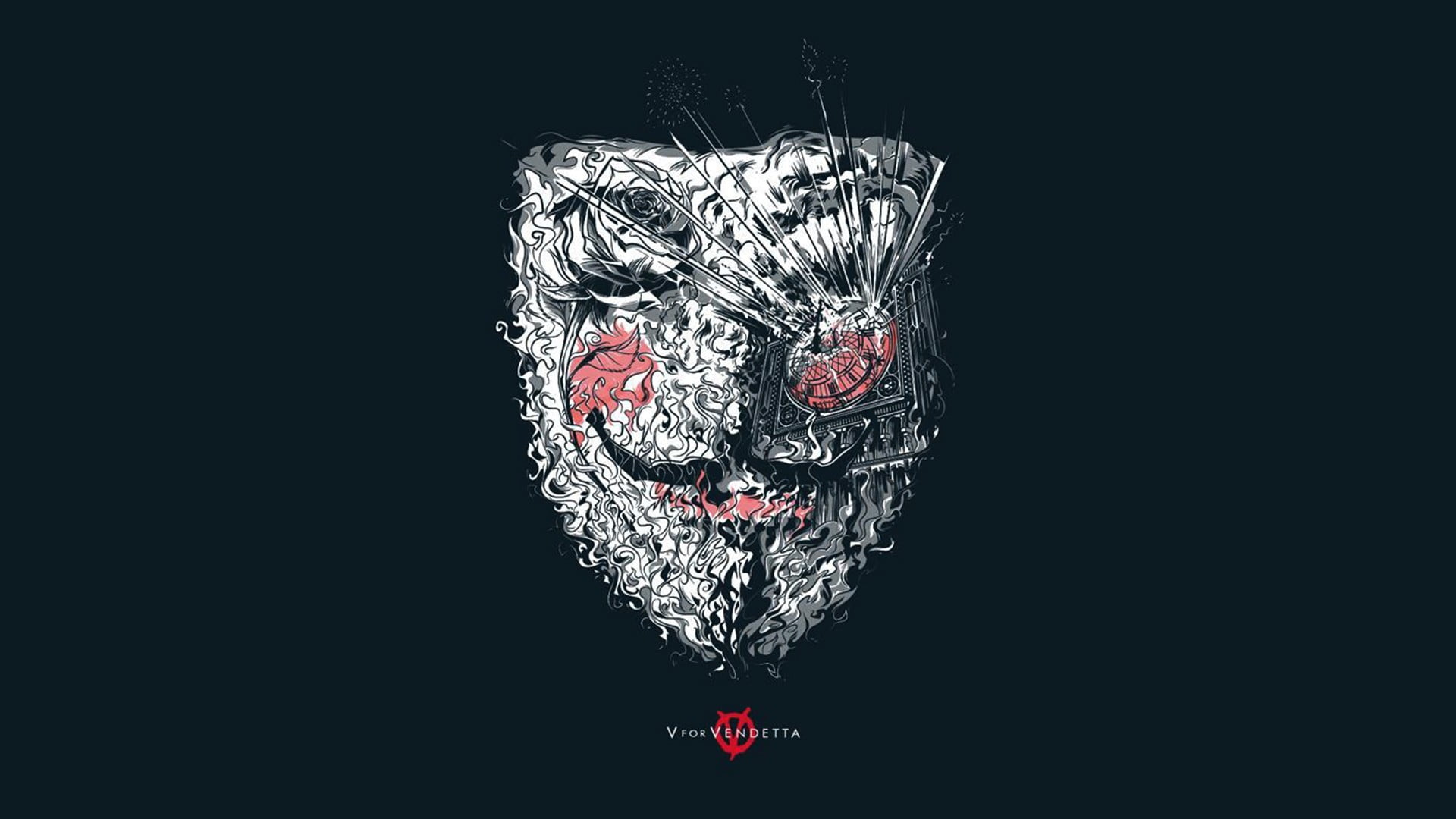 gray and red Guy Fawkes mask