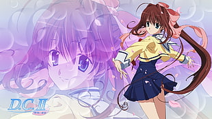brown haired anime girl character wearing school uniform from D.C II HD wallpaper