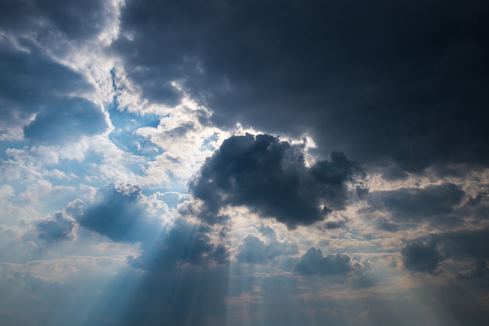 white and blue cloudy sky HD wallpaper