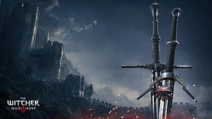 The Witcher 3 Wild Hunt digital wallpaper, The Witcher 3: Wild Hunt, video games, artwork, sword