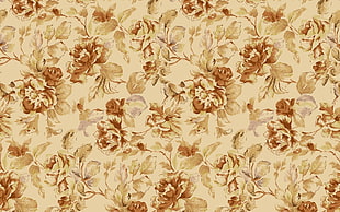 white and brown floral textile