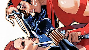 Elektra and Black Widow illustration, Black Widow, comics, Elektra