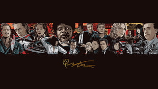 group of people illustration, Quentin Tarantino, movies, Inglourious Basterds, Pulp Fiction