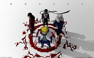 four Hokage from Naruto illustration