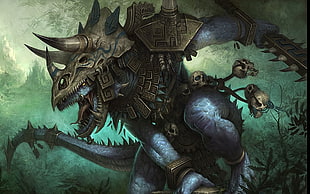 black and blue monster illustration, Warhammer, Warhammer Fantasy Role Play, fantasy art HD wallpaper