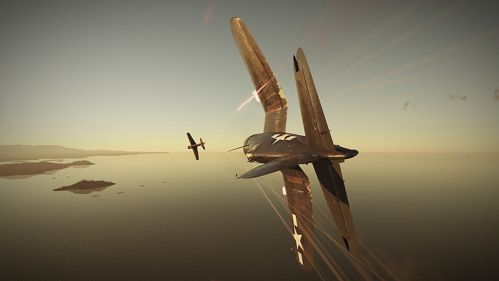 two brown air planes HD wallpaper