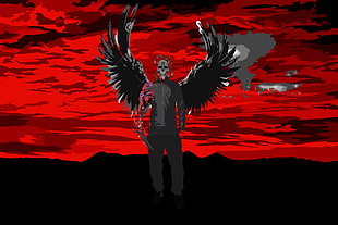 person with wings cartoon illustration, death, angel, hell, skull