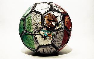 Mexico flag-printed soccer ball, Mexico, balls, white background, simple background