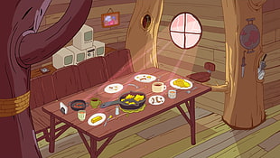 red and white wooden table, Adventure Time