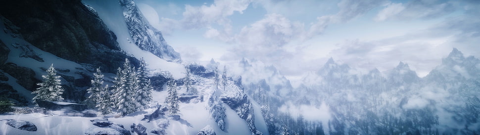 mountain range with snow HD wallpaper