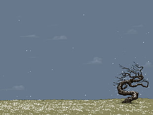illustration of bare tree covered with snow