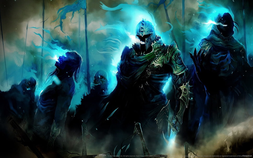 three Ghost Knights wallpaper, Guild Wars 2, digital art HD wallpaper