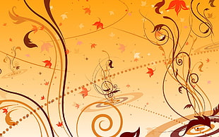 orange and brown floral illustration
