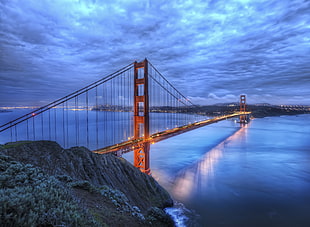 golden gate bridge during nighttime HD wallpaper