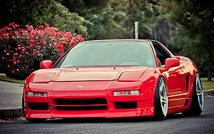 red coupe, JDM, Acura NSX, Stanceworks HD wallpaper