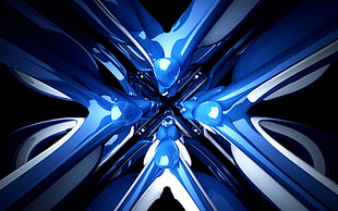 blue and white abstract art, abstract, digital art, blue