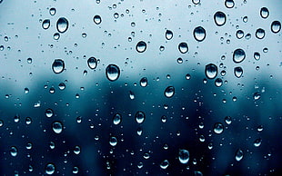 water drops on clear glass window, waterfall, water drops, liquid, rain
