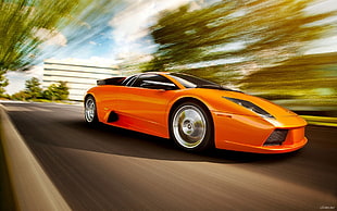 orange car, car, motion blur, concept cars, orange cars HD wallpaper
