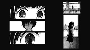 cartoon movie collage, manga, monochrome, Hyouka