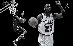 Michael Jordan poster, monochrome, Michael Jordan