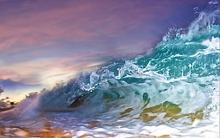 water splash illustration, landscape, nature, waves, beach