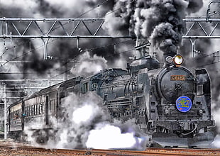 gray Steam train photo HD wallpaper