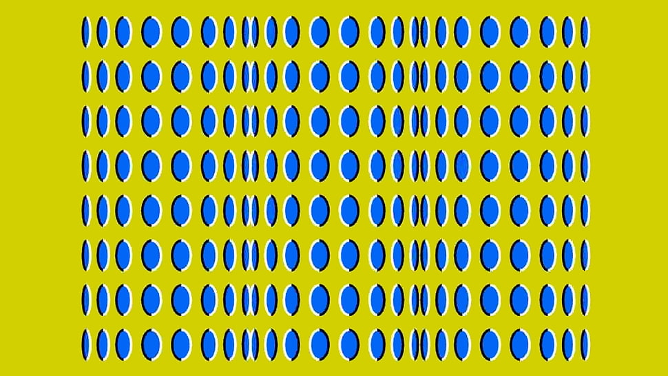 yellow and blue optical illusion illustration HD wallpaper