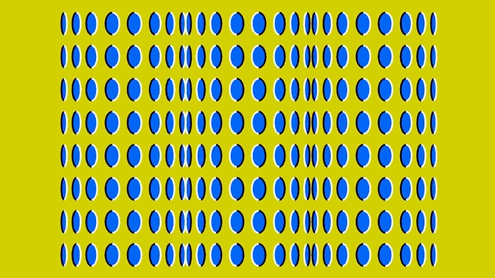 yellow and blue optical illusion illustration HD wallpaper