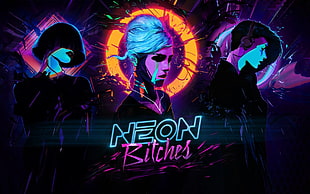 Neon Bitches wallpaper, artwork, cyberpunk HD wallpaper