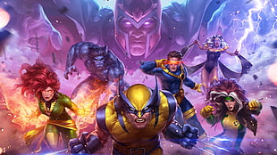 X-Men graphic wallpaper, Wolverine, Cyclops, Beast (Henry McCoy), Ororo Monroe HD wallpaper