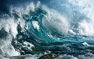 sea waves artwork, water, waves, sea, nature