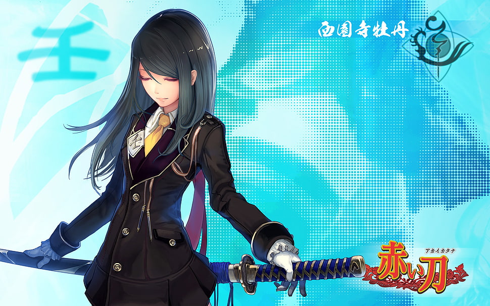 girl in black coat with sword anime character digital wallpaper HD wallpaper