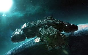 black space ship, space, Stargate, BC-303 Prometheus