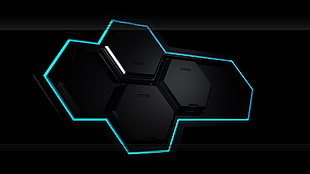 octagonal black speaker, abstract, players, digital art HD wallpaper