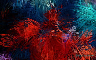 red and blue paint splatter, simple, simple background, minimalism, abstract