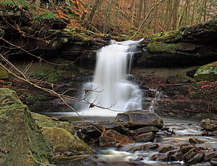 mossy rocks near waterfalls at daytime, ketchum