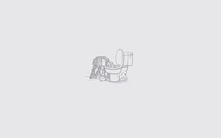 sketch of robot and toilet bowl, minimalism, Star Wars, atat